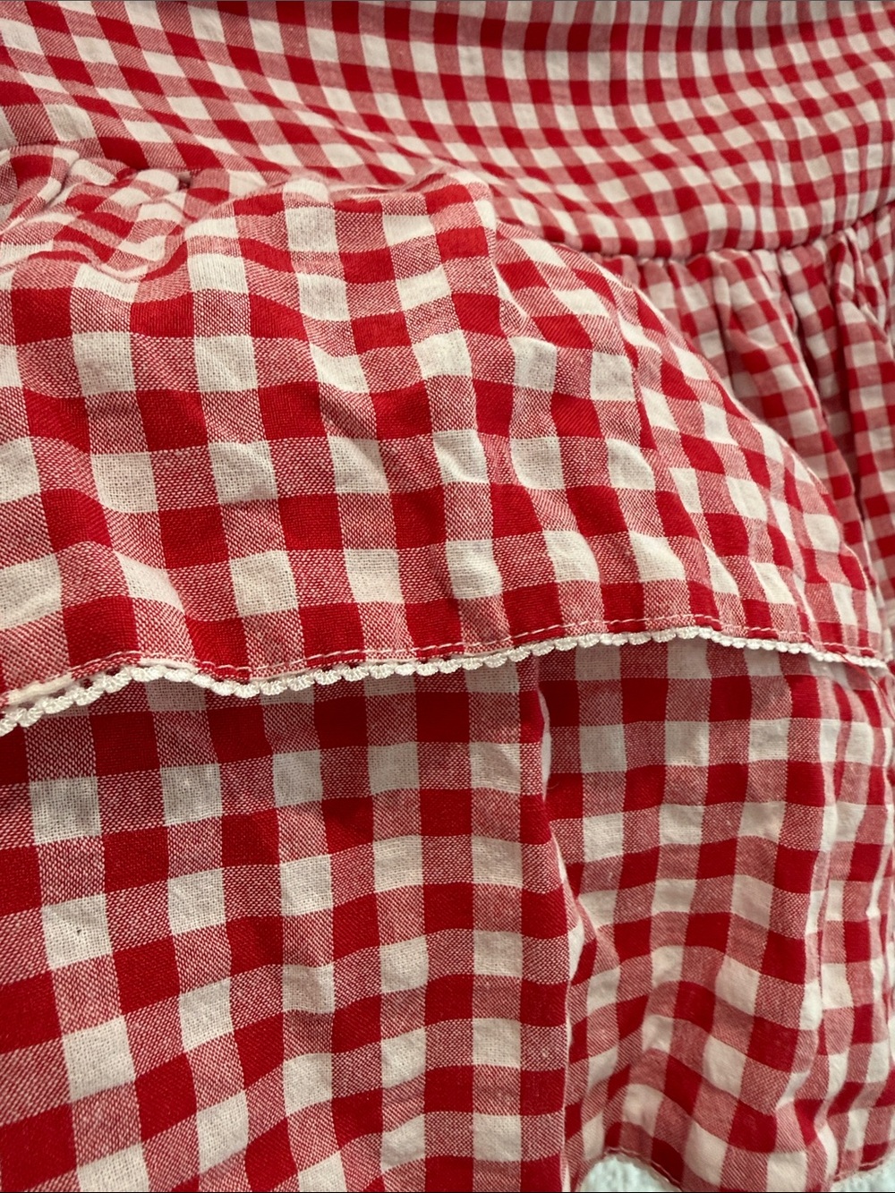 Red Gingham Ruffled Mini Skort - Picture 3 of 4